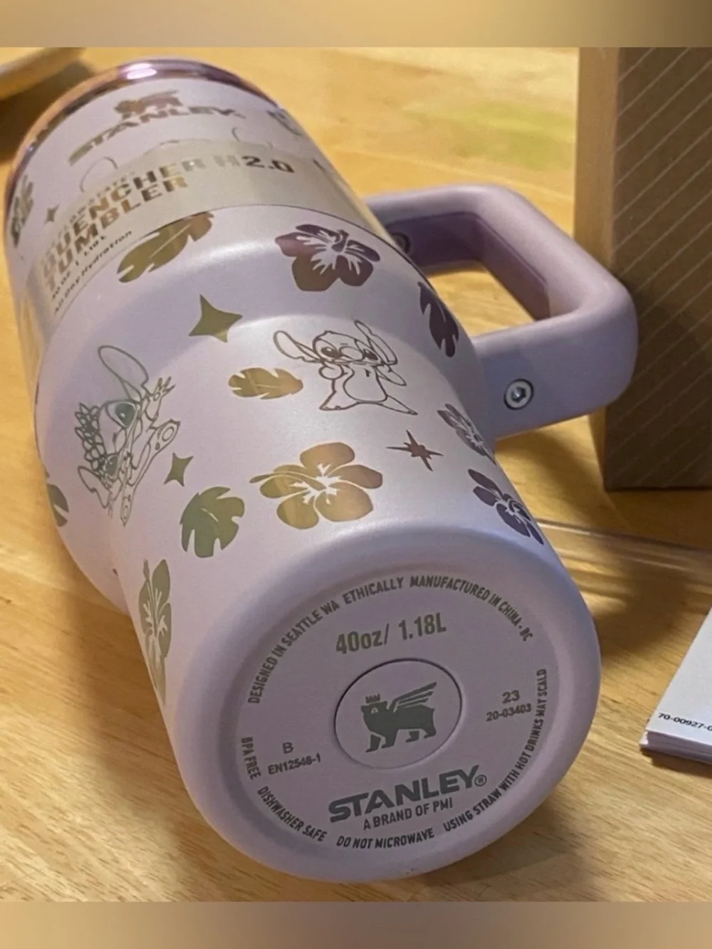 Pink Stitch Engraved Stanley Tumbler 40 oz NIB - Picture 4 of 6